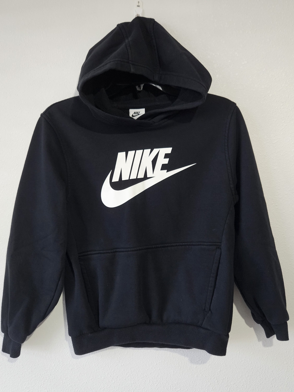 Nike Kid's Black Crewneck Hoodie with White Logo Size Large